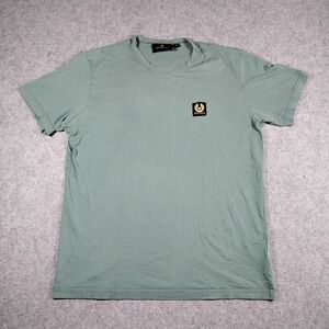Belstaff Mens Logo Patch Crew Neck T-Shirt Sage Green Cotton 71140362 Size L